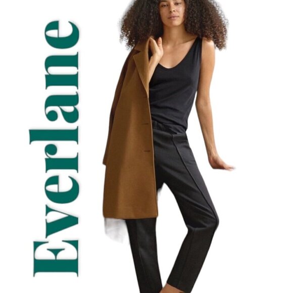 EVERLANE The Dream Pant Stretchy Straight Leg Front Seam Pockets Pull On Black, - Picture 1 of 12